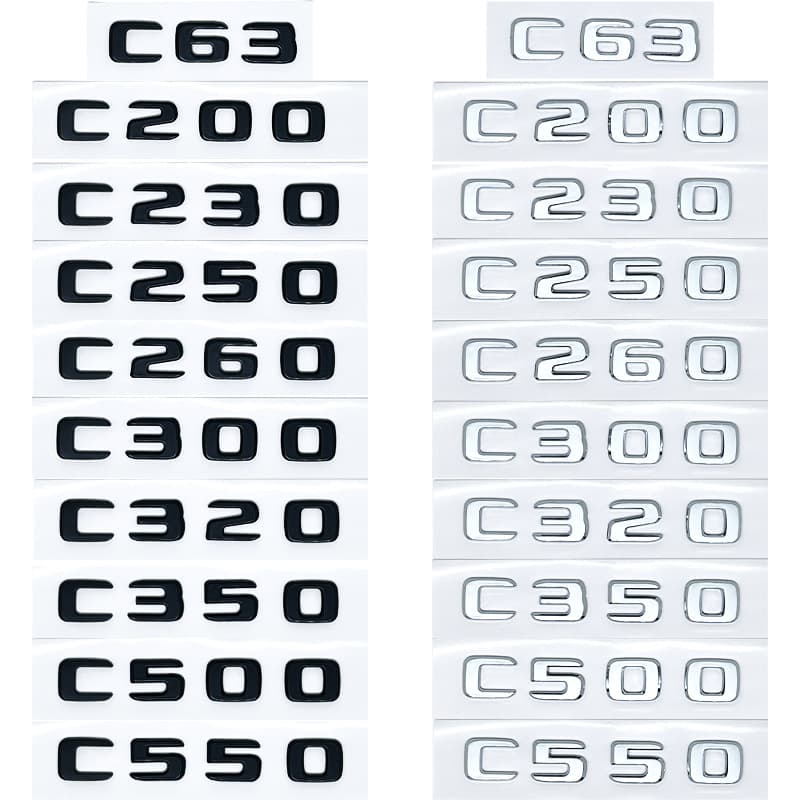 Mercedes-Benz Logo Tail Label Sticker in English and Numbers for E/C/Class E300L/GLC/GLE/AMG/260L Car Decal Part from China