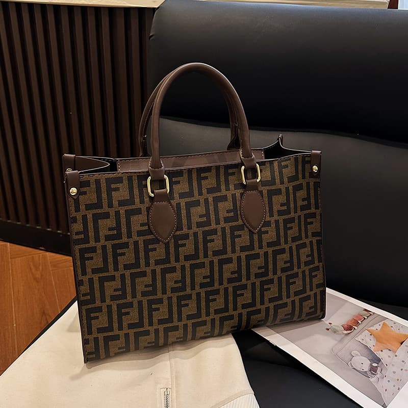Presbyopia Fashion Retro Handbag Large Capacity Urban Simple Commuting Women's Bag Trendy Printed Versatile Tote Large Bag