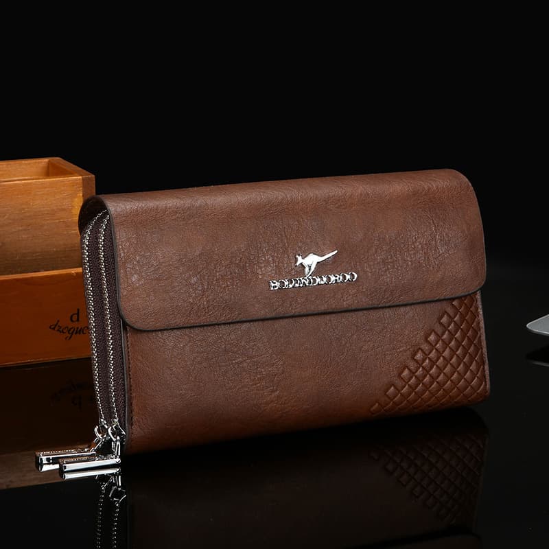 Men's Clutch Bag Business Casual Leather Long Wallet Large Capacity Phone Bag Trendy Envelope Bag Vintage Handheld