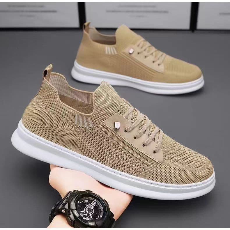Summer men's shoes, breathable and deodorant mesh casual sports lazy trendy shoes, one-legged soft-soled black mesh shoes, flat shoes