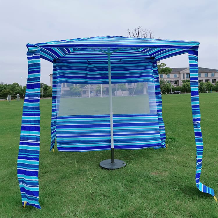 6FT Australian Square Umbrella Outdoor Four-Corner Beach Umbrella with Mesh Sandbag, Beach Tent Umbrella Iron Frame Reinforced Shade