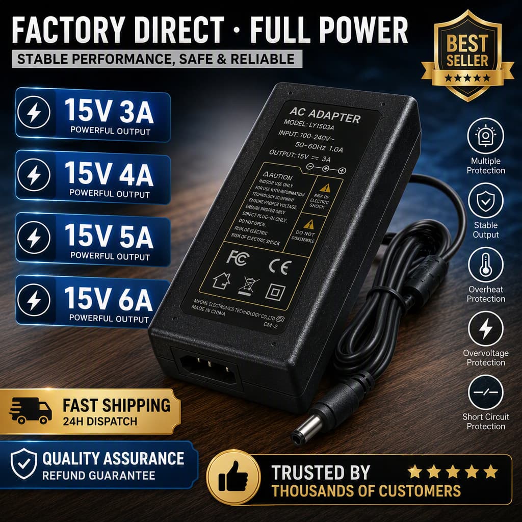 15V 3A Power Adapter Laptop Power Supply 15V 4A Charger Power Supply 5A DC Regulated Switching Power Supply 6A