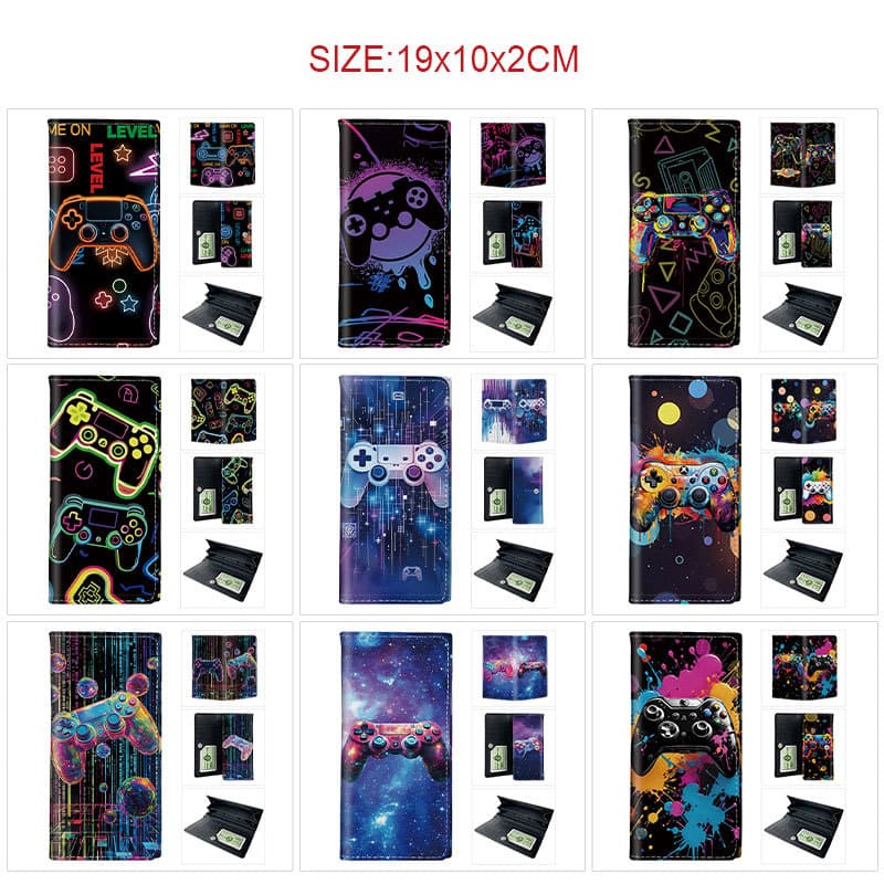 Popular Gaming Controller Peripheral: Vertical Snap Button Wallet, Full-Color Printed Small Wallet with Large Capacity