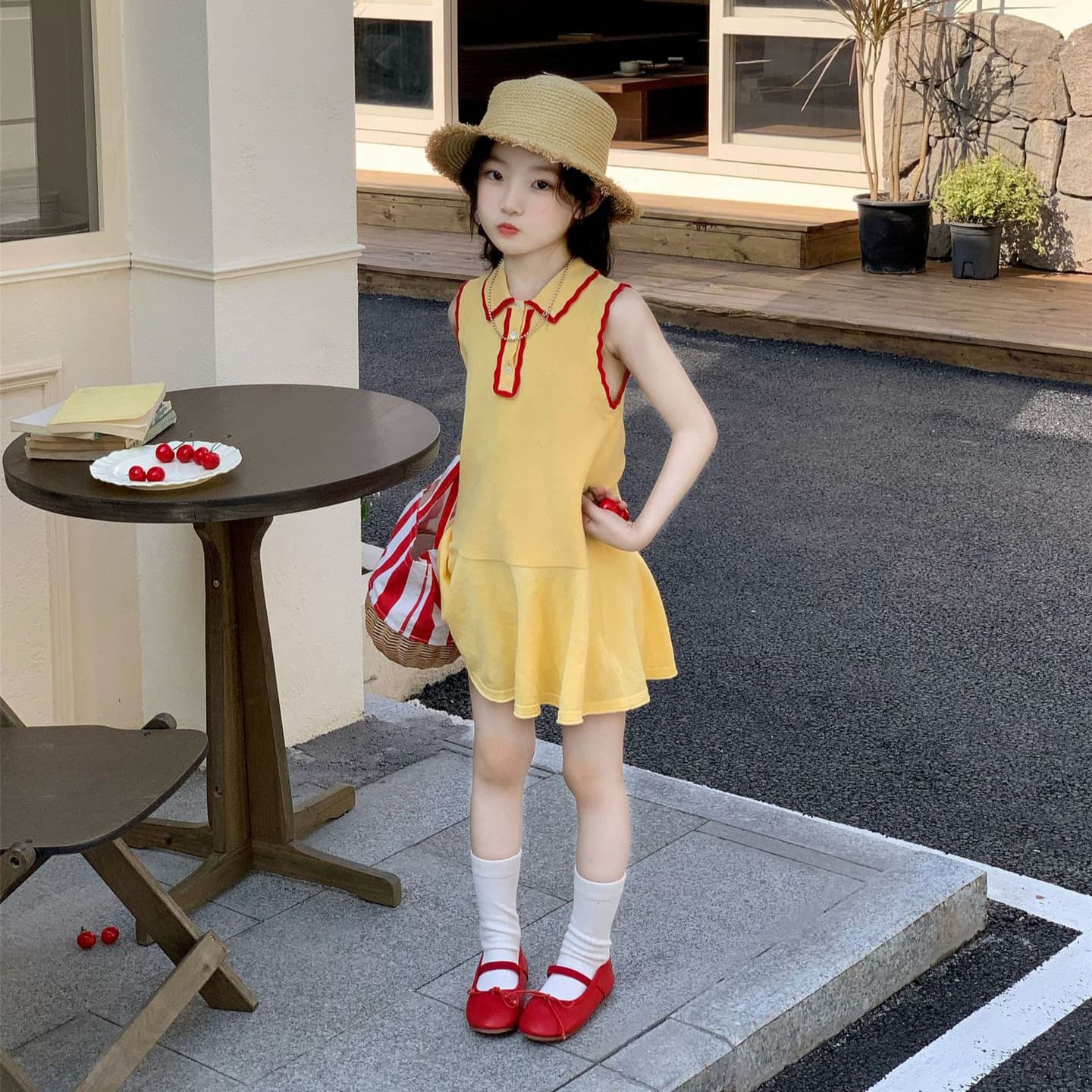 Girls' Dress 2026 Spring Summer New Arrival Toddler Kids 2-7 Years Korean Style School Vest Dress Children's Sports Skirt