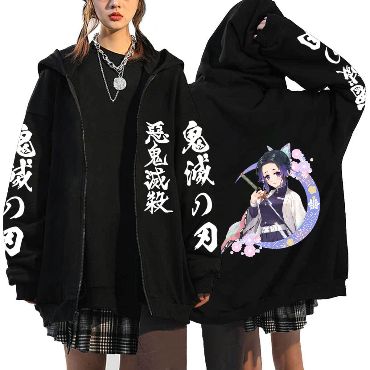 Anime Demon Slayer Zipper Sweatshirt Hoodie Demon Slayer Peripherals Men's and Women's Tops Cardigan Jackets