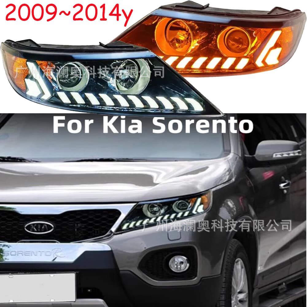 For Kia Sorento Headlight Assembly Full LED Headlight Fog Light DRL 2009~2014 Model