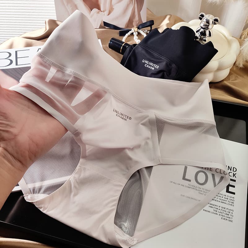 Second Skin Barely-There Mesh Seamless Cooling Ice Silk Mask Women's Underwear Wide Waistband Light Tummy Control Plus Size Must-Have