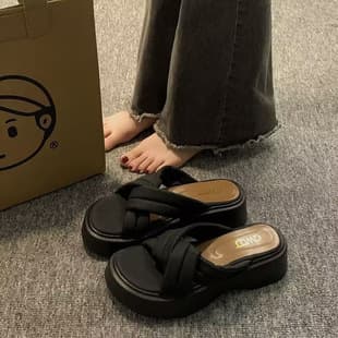 2025 New Platform Thick Sole Heightening Beach Slide Sandals Fashion Women Fairy Sandals Support Drop Shipping