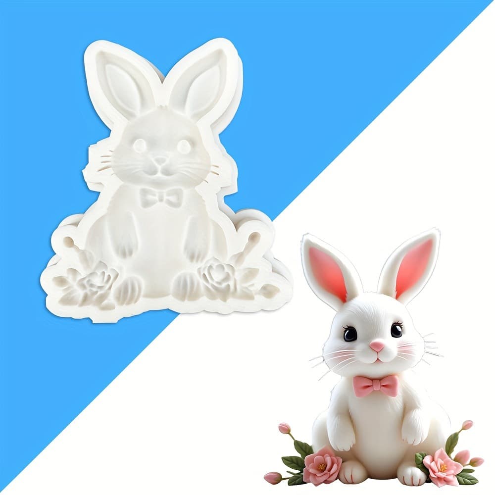 New European Rabbit Silicone Fondant Mold Cake Decoration Baking Mold DIY Aroma Plaster Mold