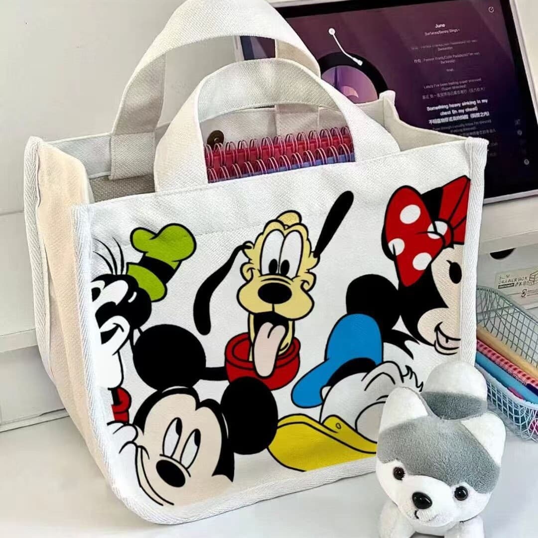 Lunch box lunch bag Mickey Mickey Mouse cross-border Mickey and Minnie pattern handbag office worker cute lunch box for mom
