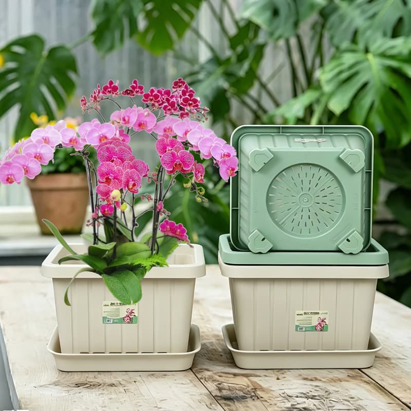 Thickened PP Resin Square Flower Pot for Amaryllis, Lily, Indoor Balcony Planting Pot for Bulb Plants Plastic Flower Pot