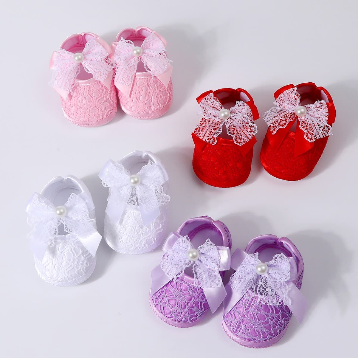 Newborn shoes, super soft sole, baby girl walking shoes, spring and autumn style, Korean style, lace and bow.