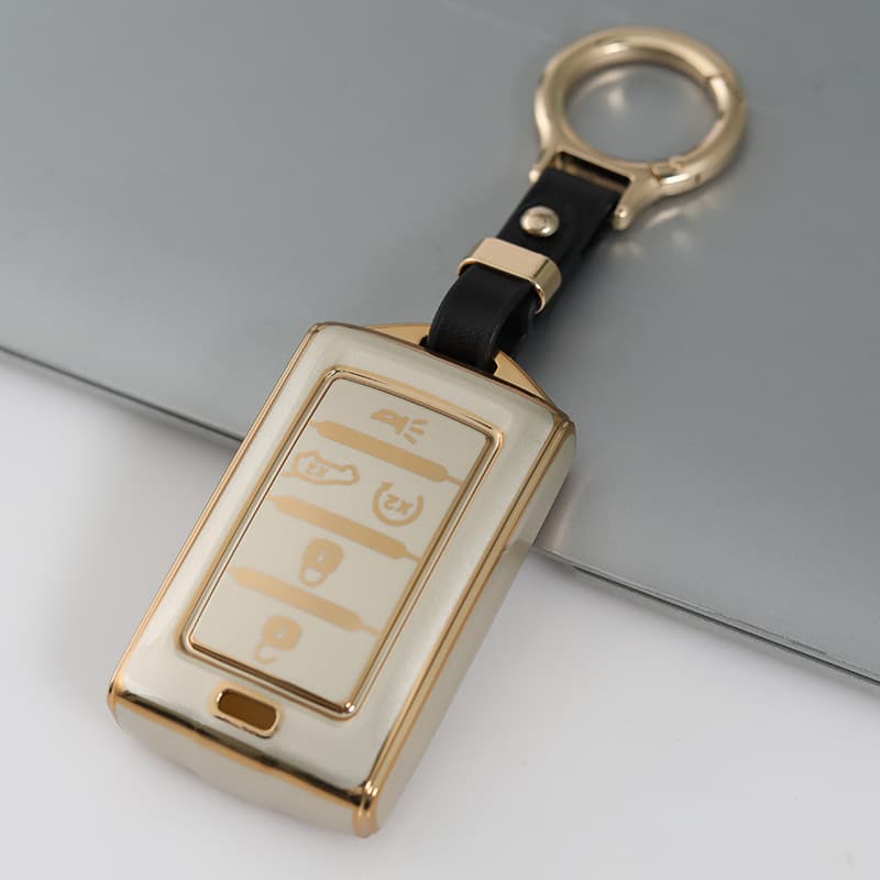 North America Hot Selling 5-Button JEEP Grand Cherokee Wrangler Dodge Champagne Gold Key Case Cover TPU
