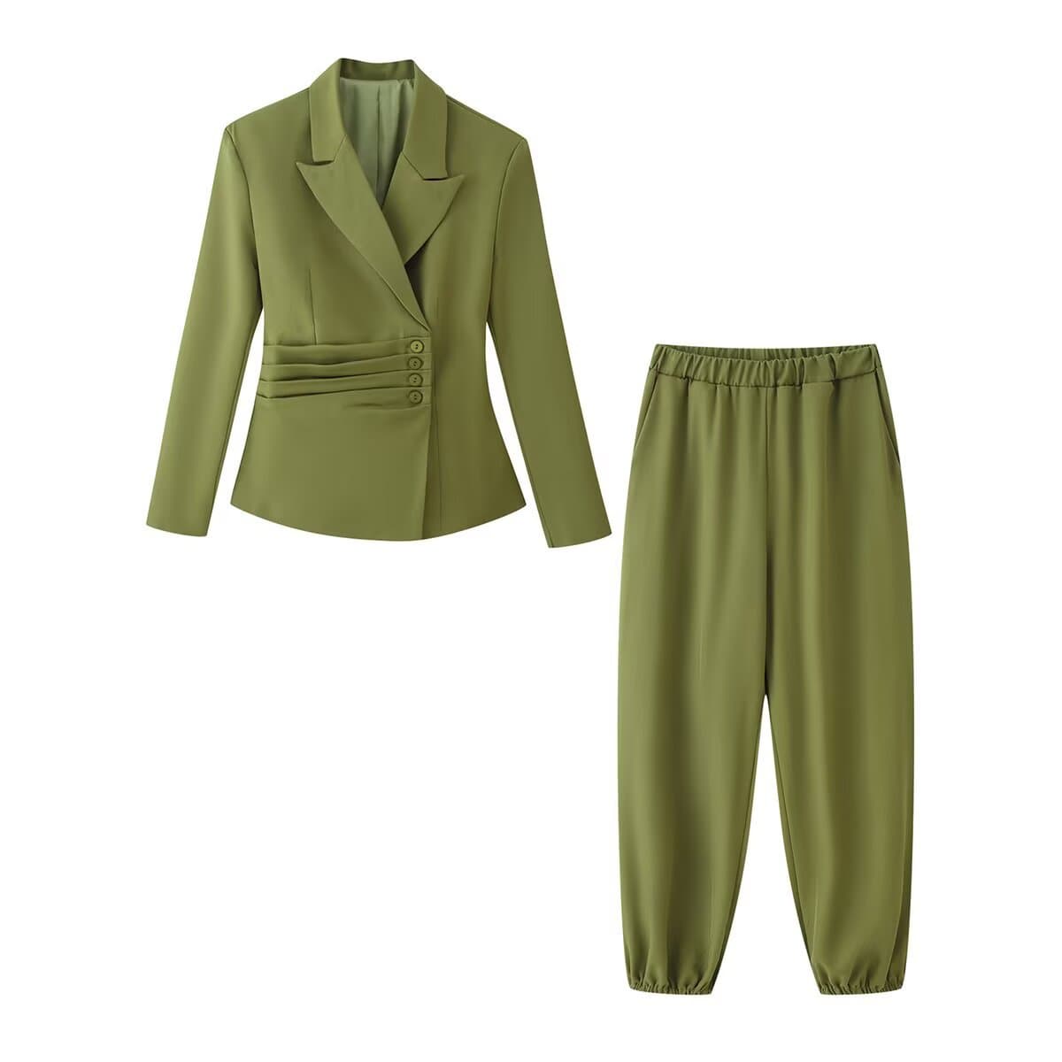 TAOP&ZA Women's 2026 Summer New Arrival Buttoned Belted Waist Blazer 7313 & Trousers 7318