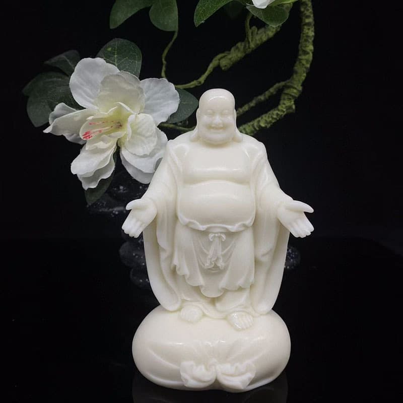 Ivory Nut Happy Maitreya Buddha Ornament Zen Tea Space Decoration Tea Set Display