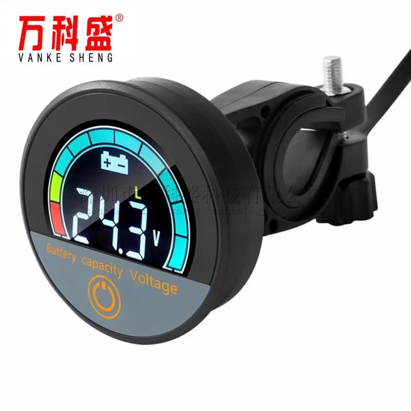 Round Battery Meter 8-100V Two-Wire 12V DC Voltmeter for Lead-Acid and Lithium Batteries, Digital Display