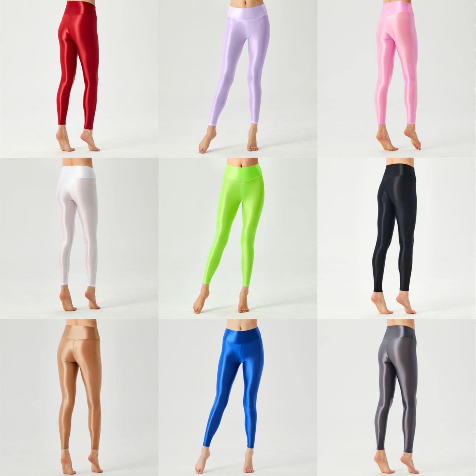High-Waist High-Stretch Glossy Silky Plus Size Capri Pants for Fitness, Peach Butt, Sexy Sheer Thin Breathable 7120