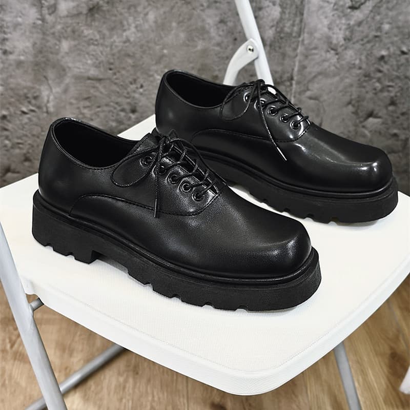 Cross-border Derby Shoes Square Toe Leather Shoes Men's Shoes New Low-top Small Leather Shoes Youth Casual Shoes Shoes Big Toe Leather Shoes