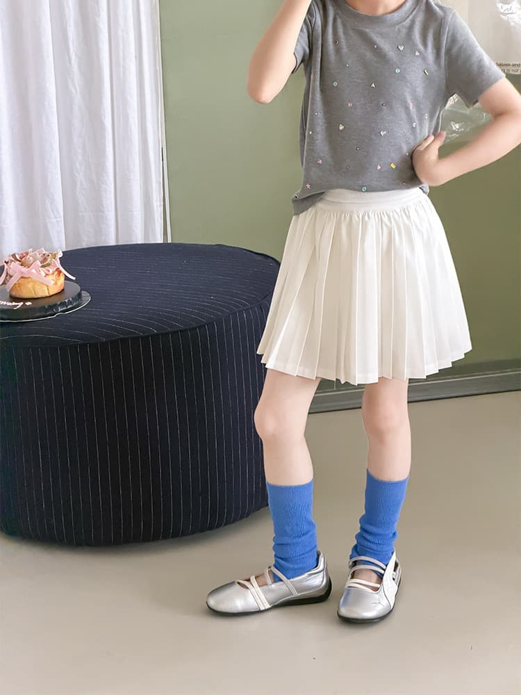 Elmo Baby children's pleated skirt, girls' summer casual Korean style schoolgirl skirt, draped and stylish A-line short skirt