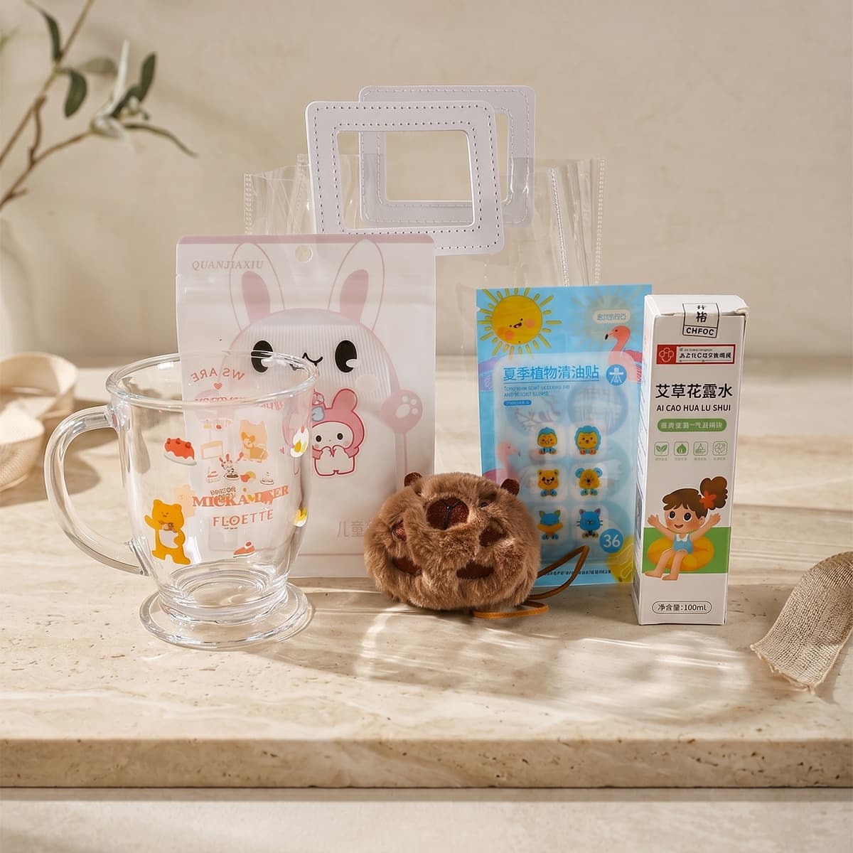 Kids Summer Cooling Kit Children's Birthday Gift Sun Hat Mini Fan Sun Protection Sleeves Party Favors for Kids