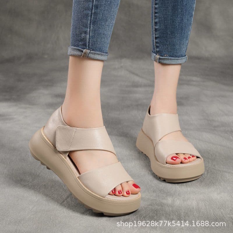 35-43 Cross-border Large Size Thick Sole Sandals Summer New Casual Versatile Retro Women's Sandals Outdoor Fashion Sandals