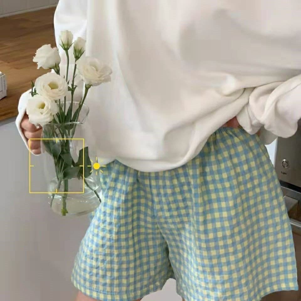 Special Price Summer Plaid Shorts for Women, Sleep Shorts Ins Style Sports High Waist Slimming Wide Leg Loose Casual Home Shorts, Trendy