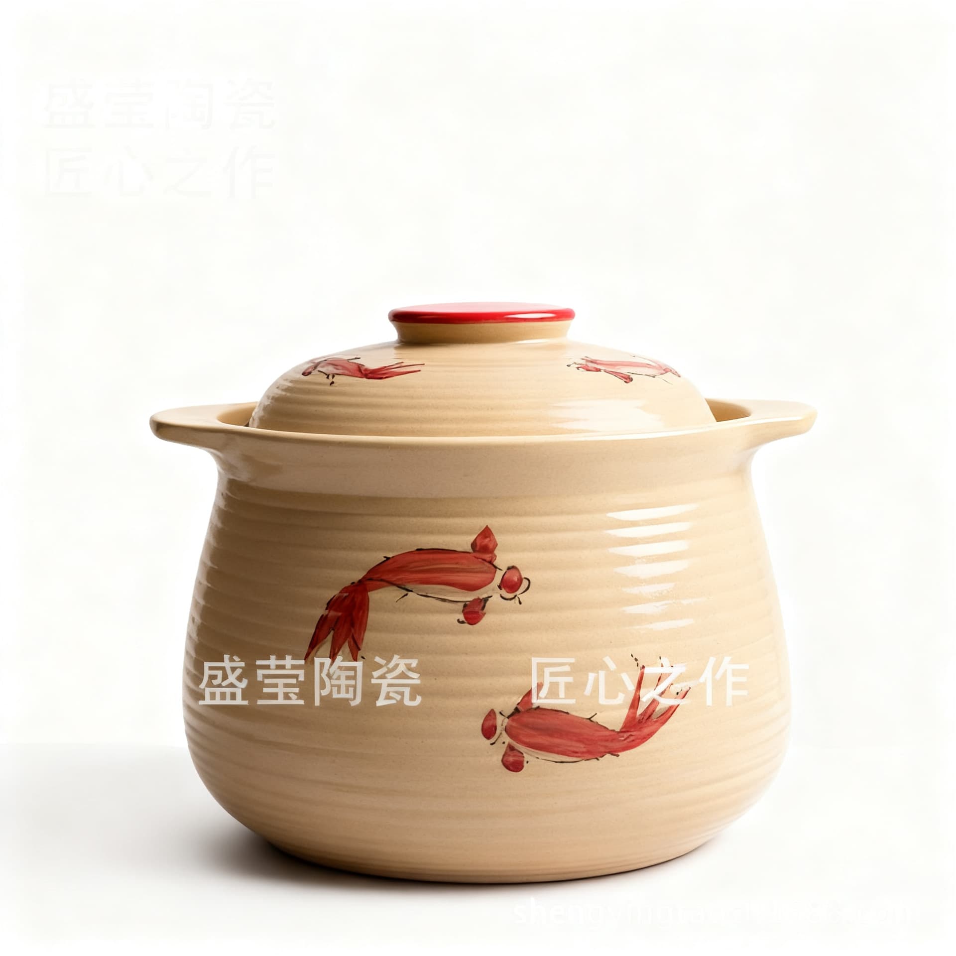 Open-flame ceramic sandpot, large capacity sandpot, soup and chicken/duck stewing, meat soup pot, double fish takeout red clay pot