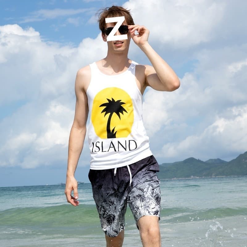 Men's Youth Outdoor Swim Trunks Beach Vacation Shorts, Summer Trendy Personality Gradient Loose Shorts
