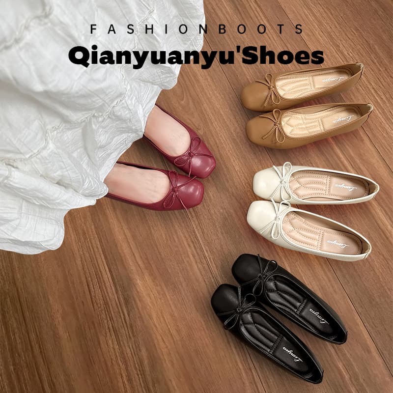 Flat shoes for women 2026 spring new style shallow mouth soft sole beanie shoes for women autumn versatile egg roll shoes for pregnant women red