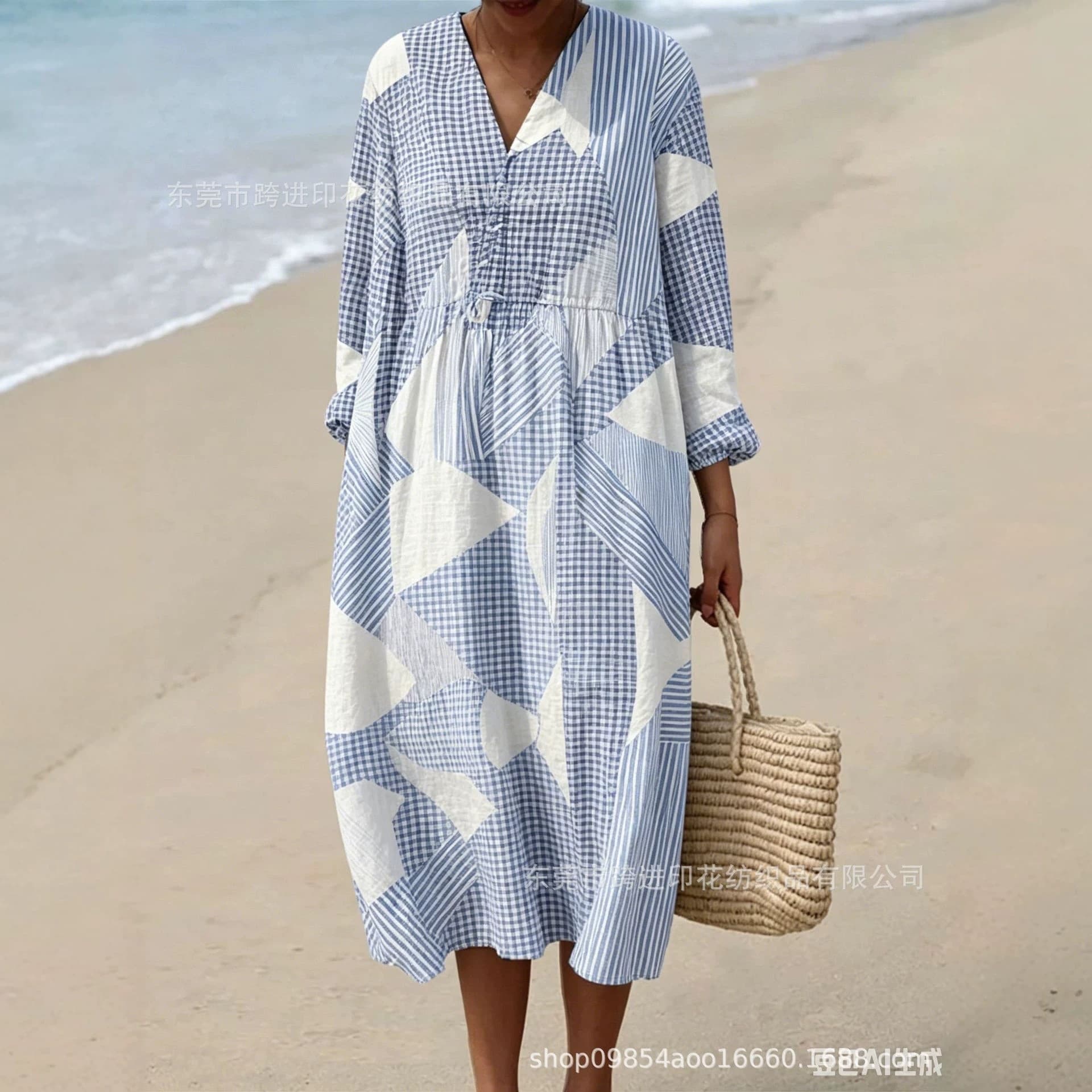 Bestselling Casual Comfortable Long-Sleeve Dress for Standalone Sites, Creative Print Casual Women's Wear, Custom DIY with Your Image
