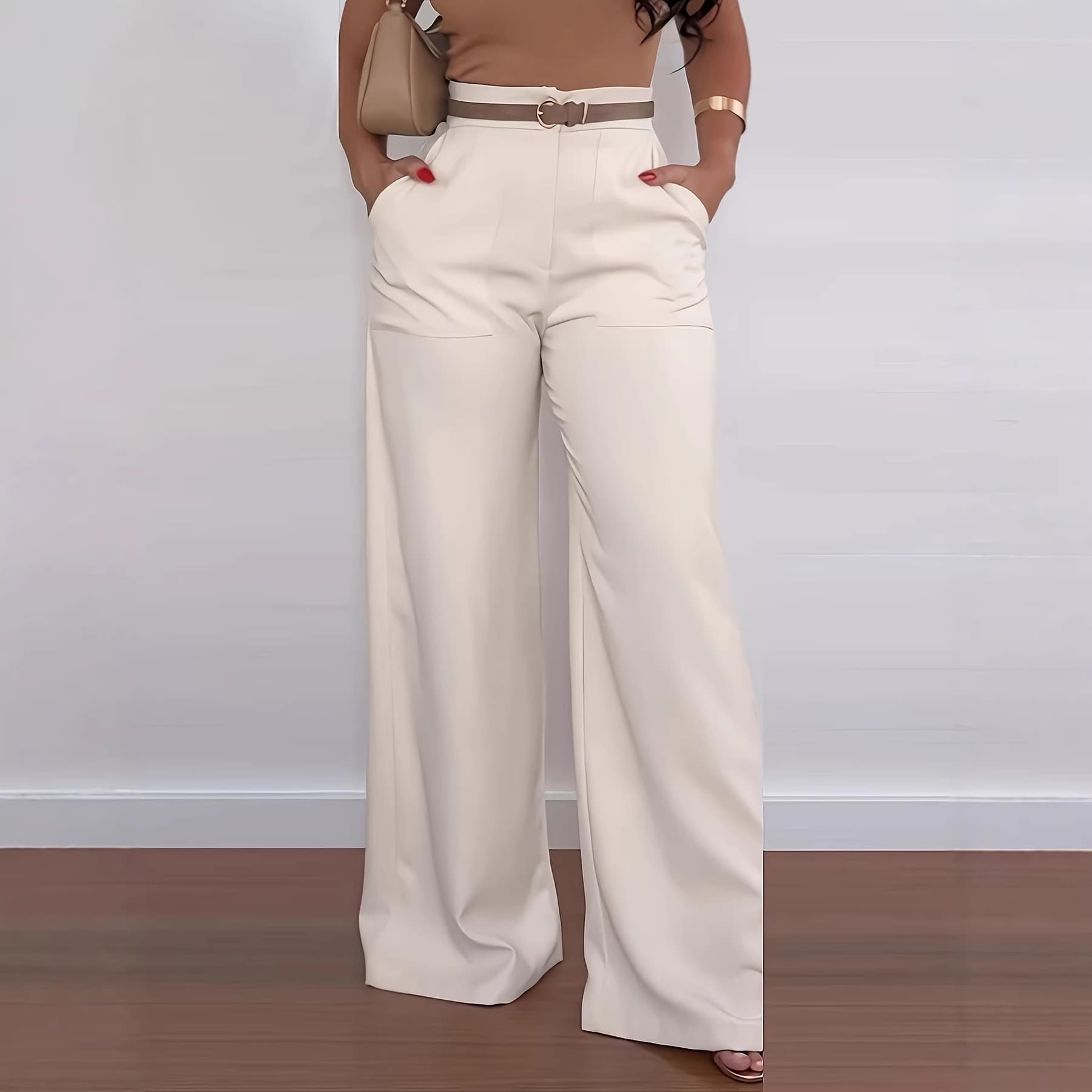 2026 autumn and winter suit trousers European and American cross-border wide-leg trousers foreign trade boutique casual women's trousers factory ready stock