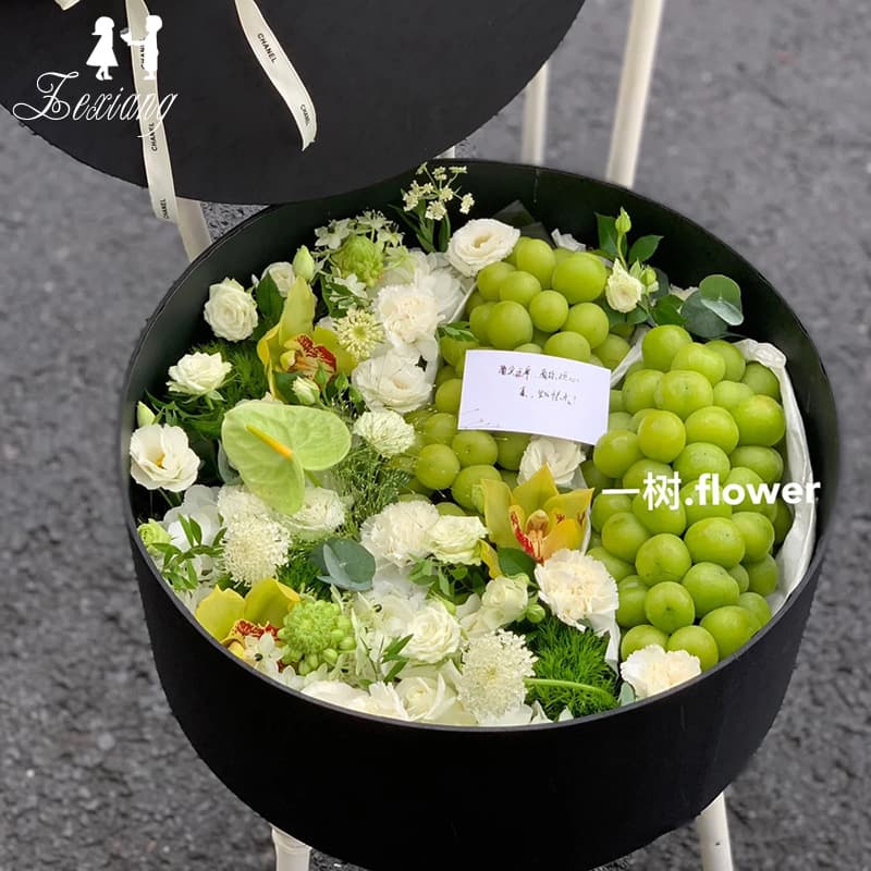 Creative Internet celebrity round sunshine rose packaging box Mid-Autumn Festival gift companion gift box heart-shaped fruit and flower box