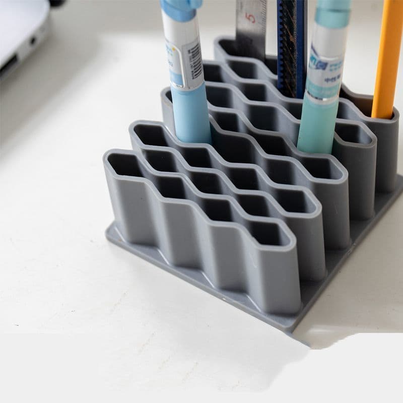 Pen holder storage wave pen holder office dormitory desktop ointment plaid makeup brush multi-functional storage rack