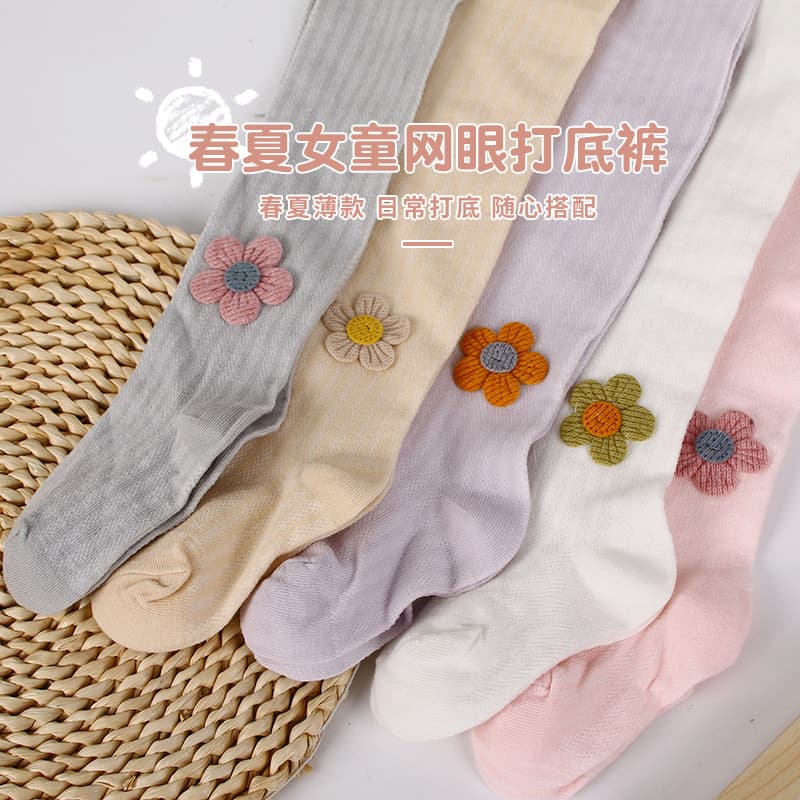 Baby Non Binding Legs Cute Socks Summer Cotton Kids Flower Over Knee Mosquito Repellent Mesh Socks