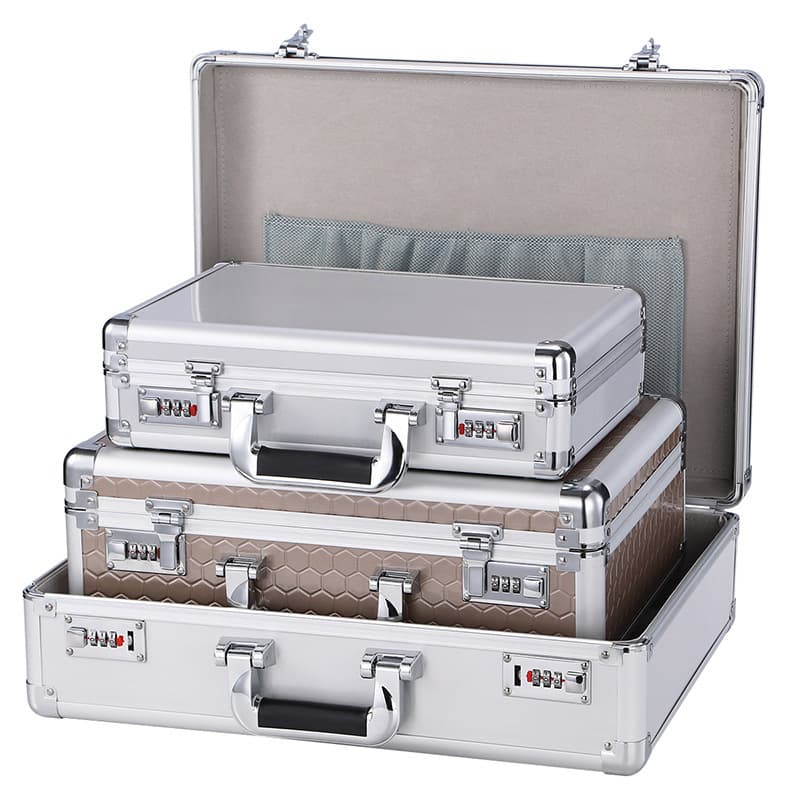 Portable Aluminum Alloy Password Box Safe with Combination Lock Storage Case for Office Documents Customizable