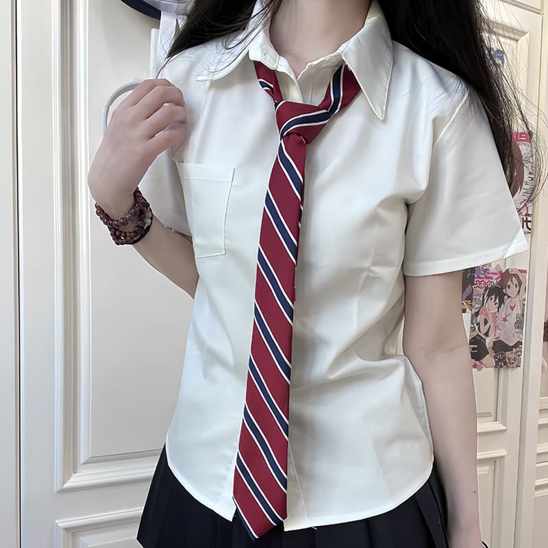 TR fabric JK shirt, basic women's long-sleeved and short-sleeved shirt, sweet inner layer, school uniform style, Japanese schoolgirl top.