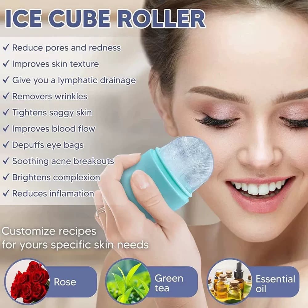 Cross-border Silicone Ice Massage Rose Ice Mold Facial Massage Ice Tray Beauty Device Cooling Facial Care Ice Roller