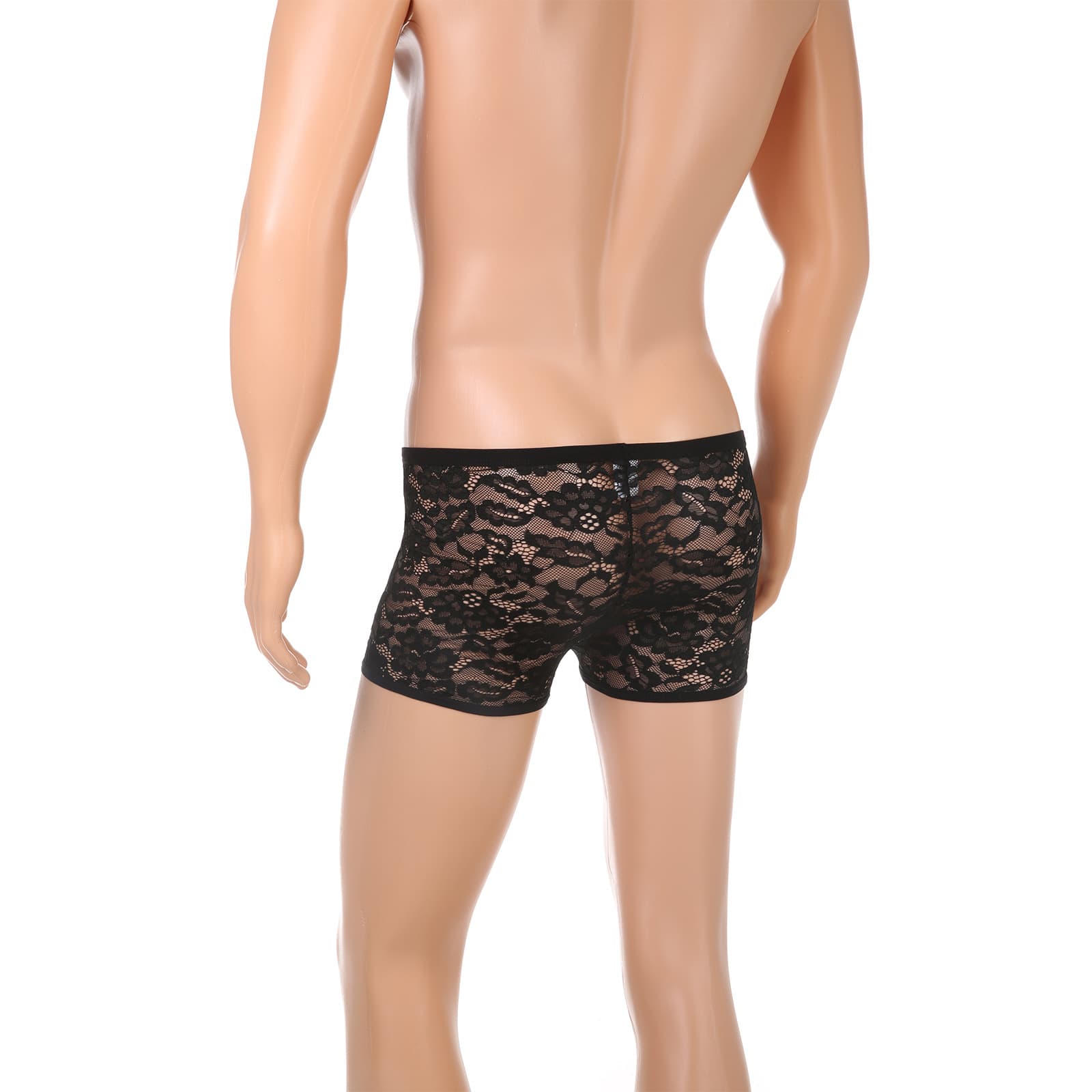 Cross-Border Export Men's Transparent Underwear Erotic Lace Boxer Mesh See-Through Trendy Boxer Briefs
