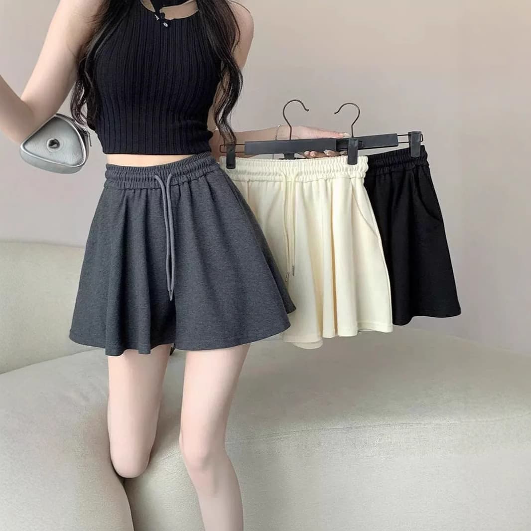 Korean-style Skirt Shorts for Women, New Summer Ins Shorts, Loose High-Waist A-Line Wide-Leg Skirt Shorts, Petite Hot Pants