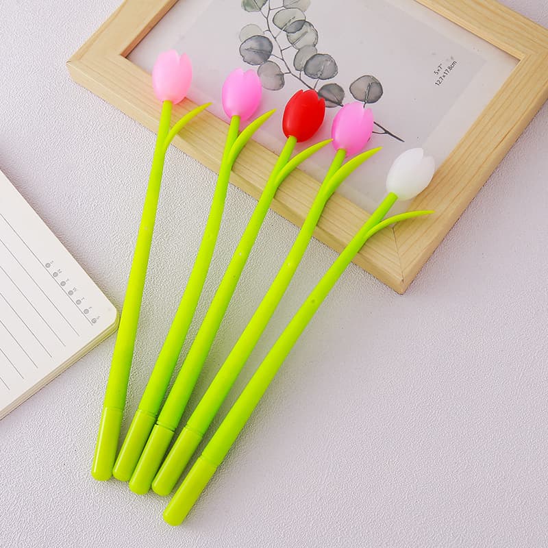 Creative tulip gel pen cute flower soft glue pen high-value student stationery prize gift signature pen