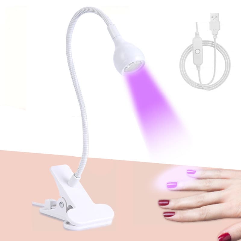 Gooseneck Flat Nail Lamp Foot Switch UV Curing Purple Clip Light LED Quick-Dry Gel Polish Machine Cross-Border Bestseller