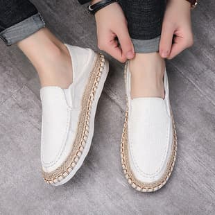 Summer Men's Shoes 2023 New Slip-On Casual Cloth Shoes Trendy Fisherman Shoes Men's Two-Way Breathable Canvas Shoes