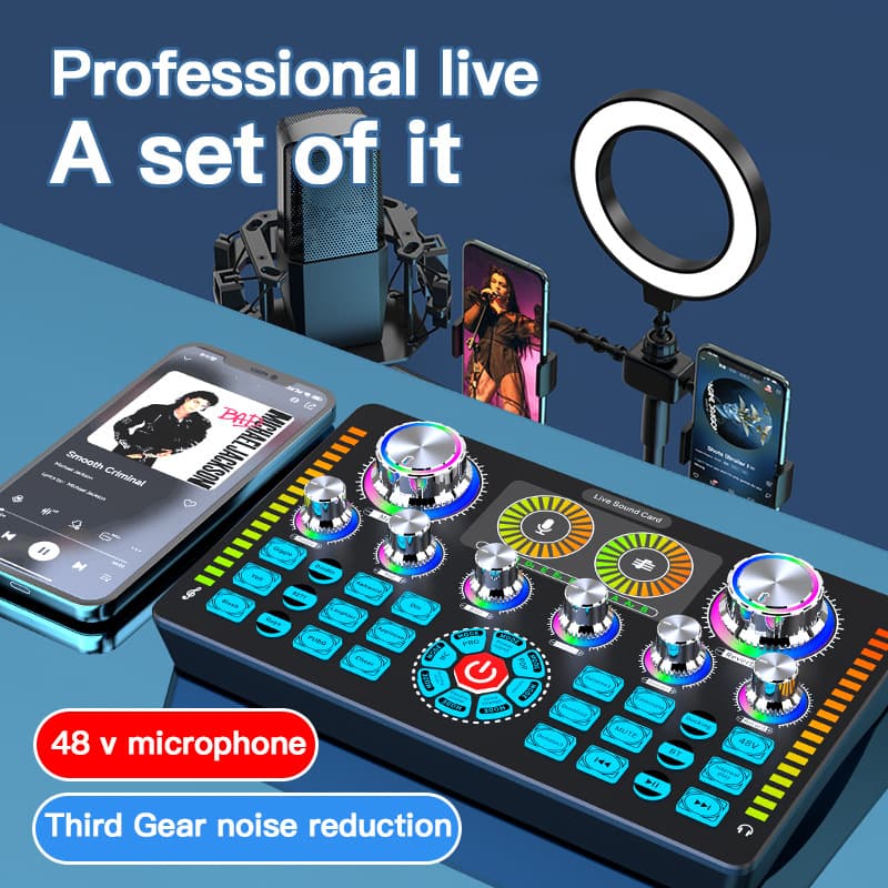 Q7 Live Sound Card English Version Compatible with Various Microphone Models, Supports Multiple Domestic and International Platforms for Live Singing