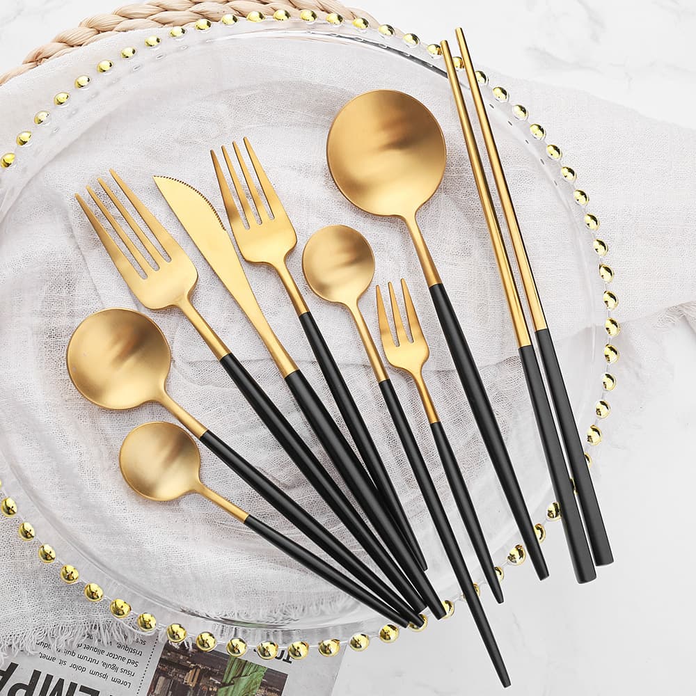 304 stainless steel tableware Portuguese Western food knife, fork and spoon set household steak knife and fork fruit fork dessert spoon and fork