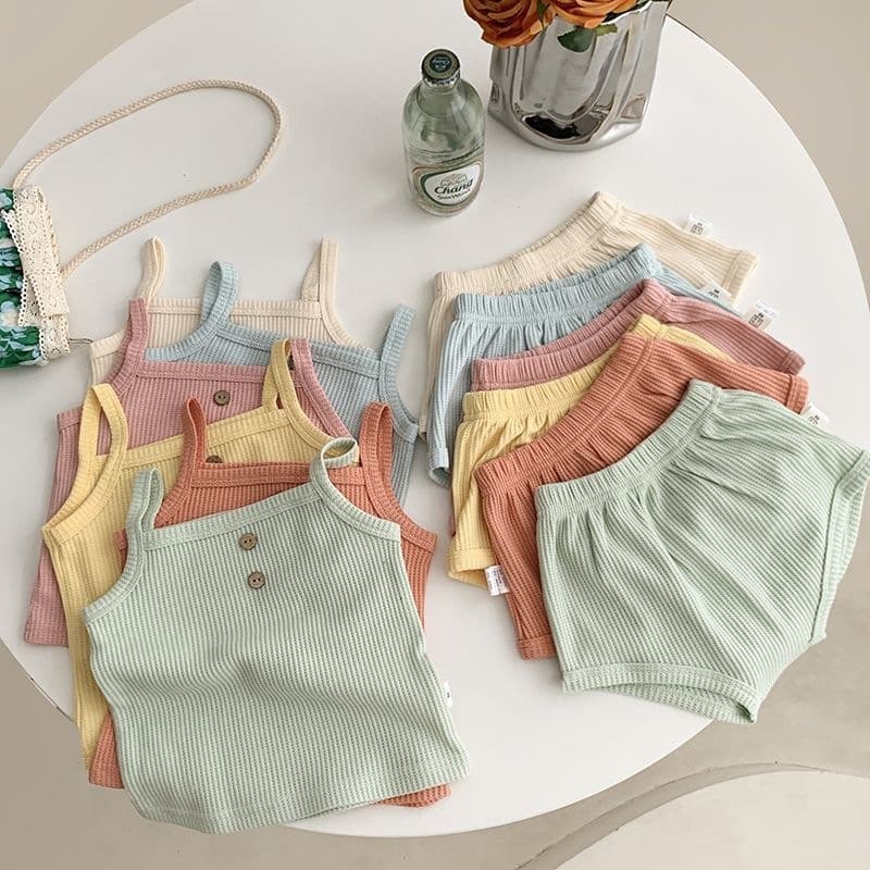 Baby camisole suit 2026 summer new style girls Korean style children's clothing men's and women's baby bud shorts suit