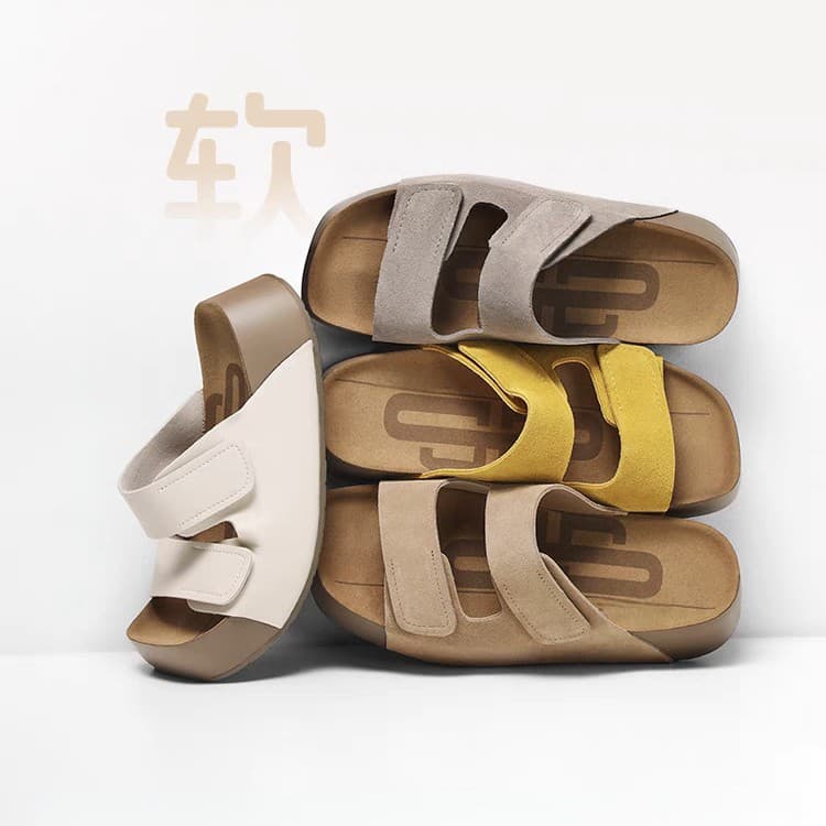 Zhou Yutong's same thick-soled sponge cake toast Velcro Birkenstock slippers are fashionable outer wear beach shoes Birkenstock sandals