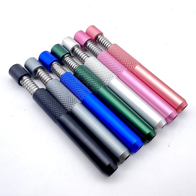 Cross-border Aluminum Alloy Spring Snuff Pipe Press-Type Metal Snuff Pipe New Snuff Bottle Snuff Pipe