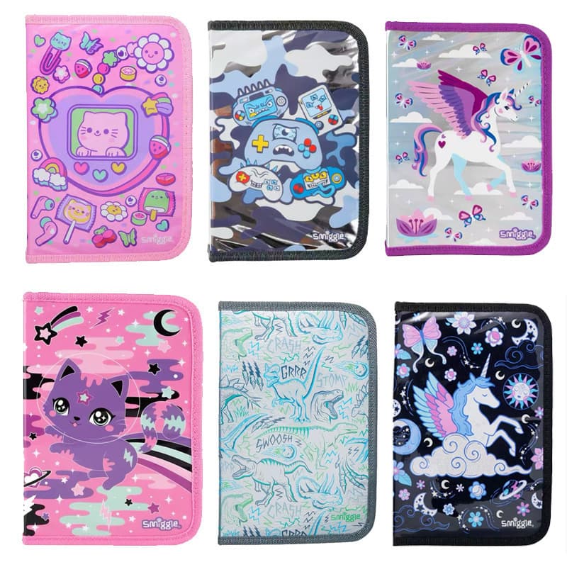 Australian Smiggle Kids Pencil Case Large Capacity School Stationery Bag Foldable Cartoon Art Marker Bag