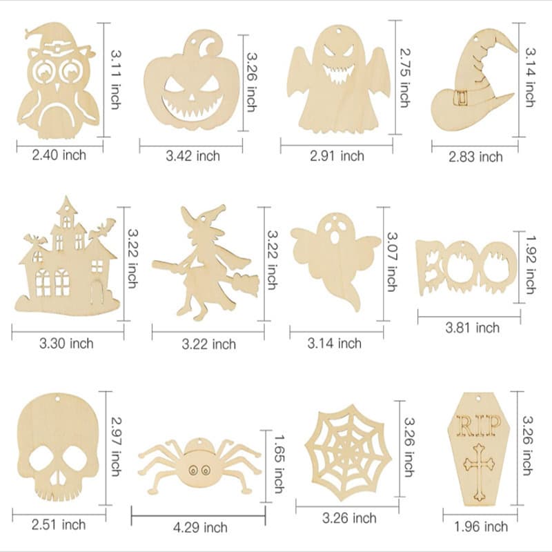 Cross-border New Halloween Ghost Festival Wood Slice Ornament DIY Party Holiday Decoration Wooden Craft