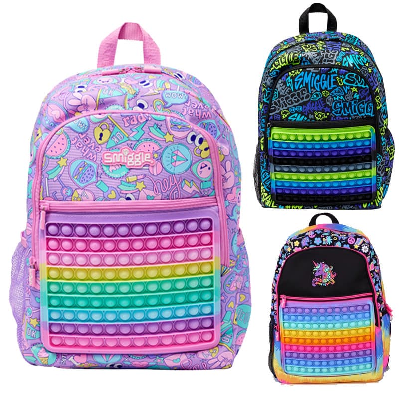 Australian Smiggle Stress Bubble Backpack for Children Large Capacity Double-Shoulder Backpack for Primary and Secondary School Students Outdoor Casual Bag